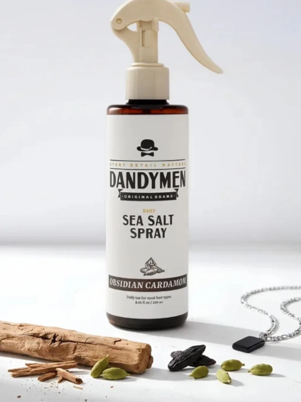 NWT Dandymen Collection Light Hold Sea Salt Spray Obsidian Cardamom 8.45 Fl Oz